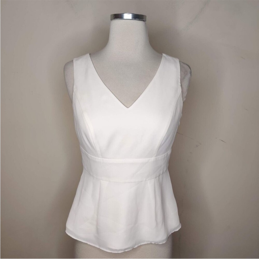 White House Black Market (WHBM) White Sleeveless Peplum Blouse, Size 0